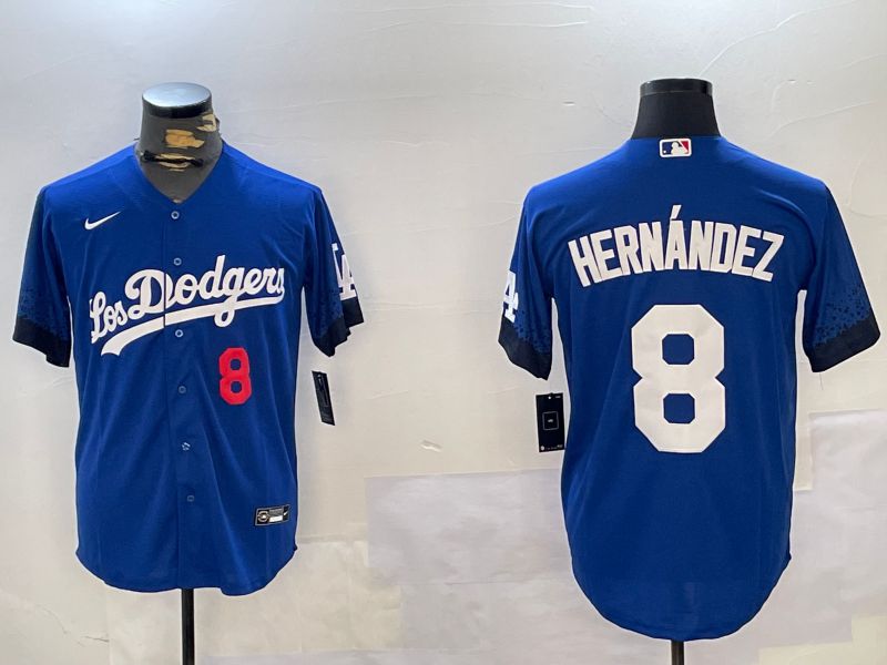 Men Los Angeles Dodgers #8 Hernandez Blue Game 2024 Nike MLB Jersey style 11214->los angeles dodgers->MLB Jersey